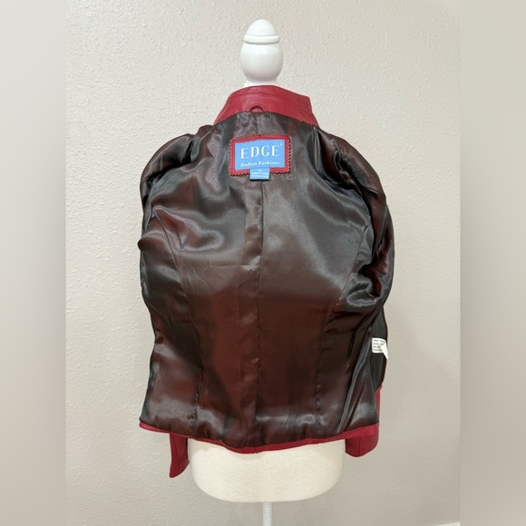 Edge Italian Fashion Vintage Pink Leather Zip Jacket Sz M - Picture 8 of 14